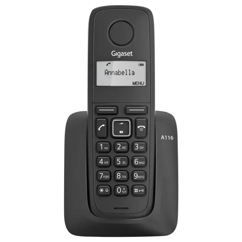Безжичен DECT телефон Gigaset A116 - черен