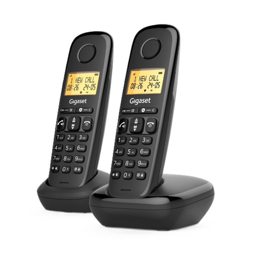Безжичен DECT телефон Gigaset BASIC 100 DUO - черен