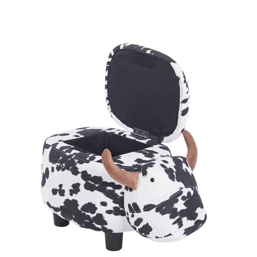 Детска табуретка с ракла - черно-бяла крава