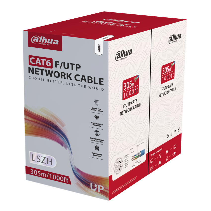 FTP кабел Dahua CAT6 PFM923I-6FN-CD 305м - бял