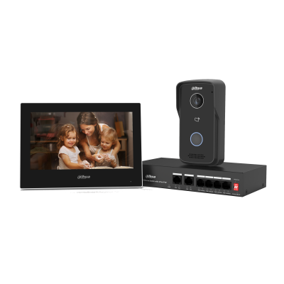 Комплект еднофамилна видеодомофонна система Dahua KTP03/VTO2111D-P-S3/VTH2621G-P