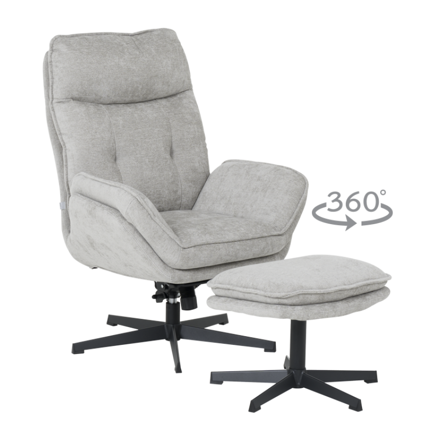 Кресло с табуретка ANDREA - светлосиво