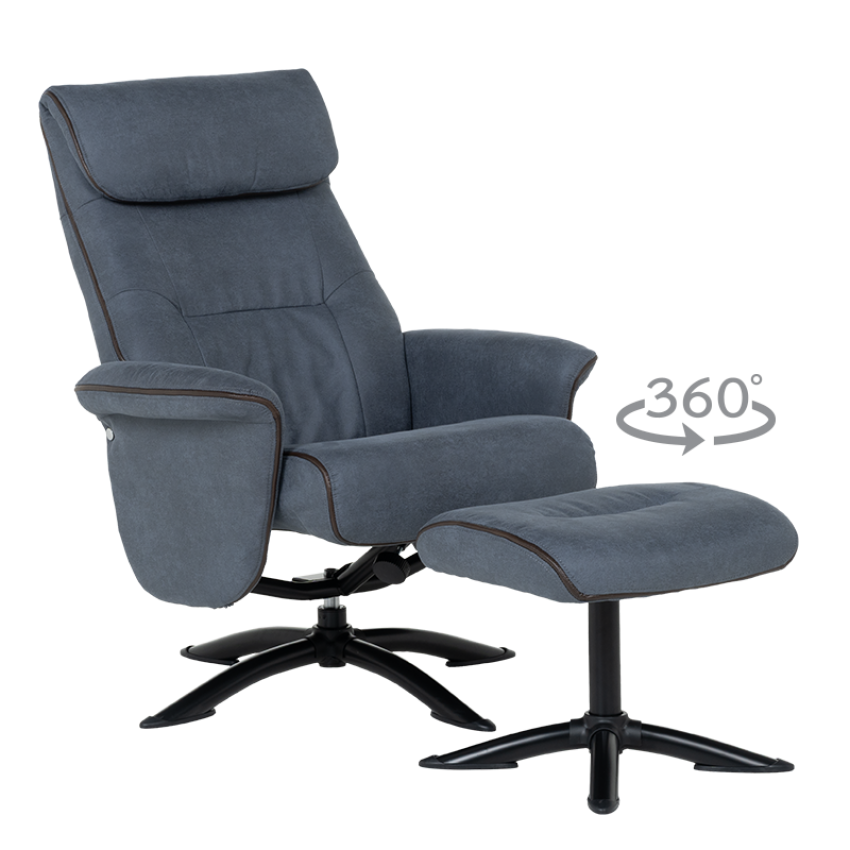 Кресло с табуретка EMA - синьо