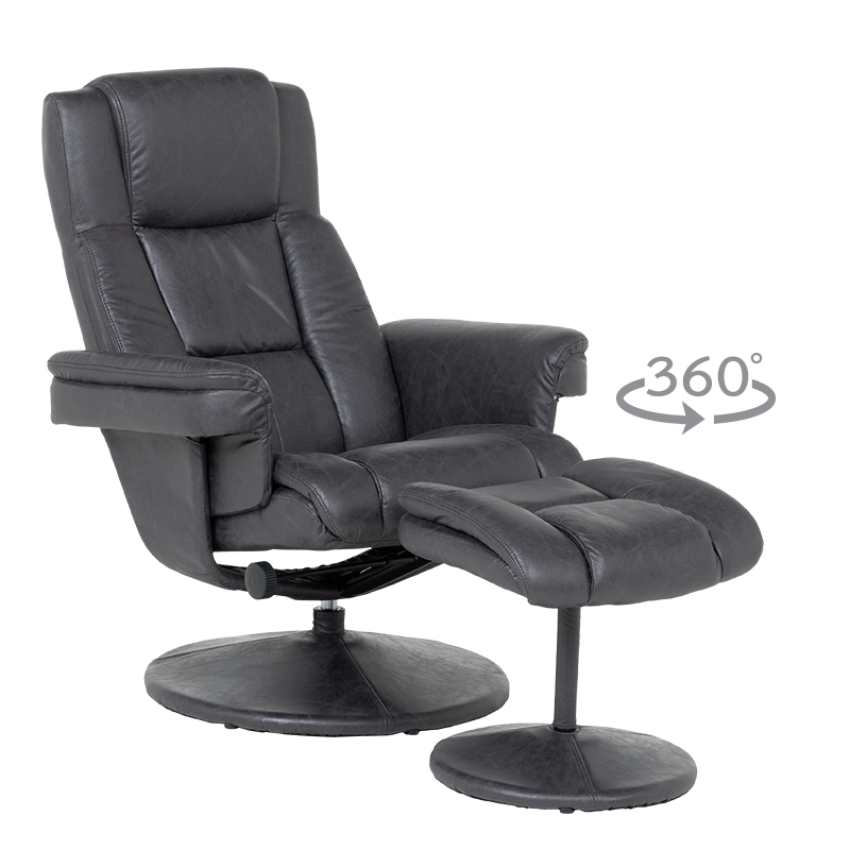 Кресло с табуретка JACKY - тъмносив