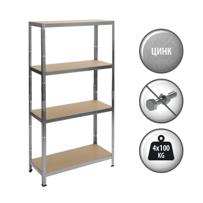 Метален стелаж Carmen CR-1011 - 160х80х40  см, до 100 кг на рафт - цинк