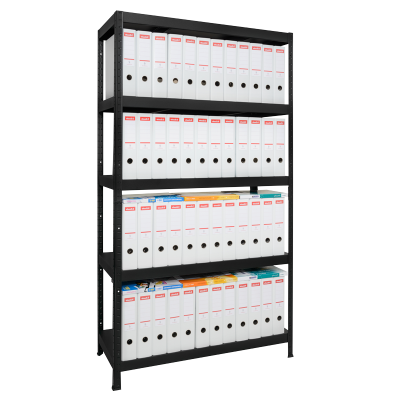 Метален стелаж HARD 180x90x40 см, до 130 кг на рафт  - черен